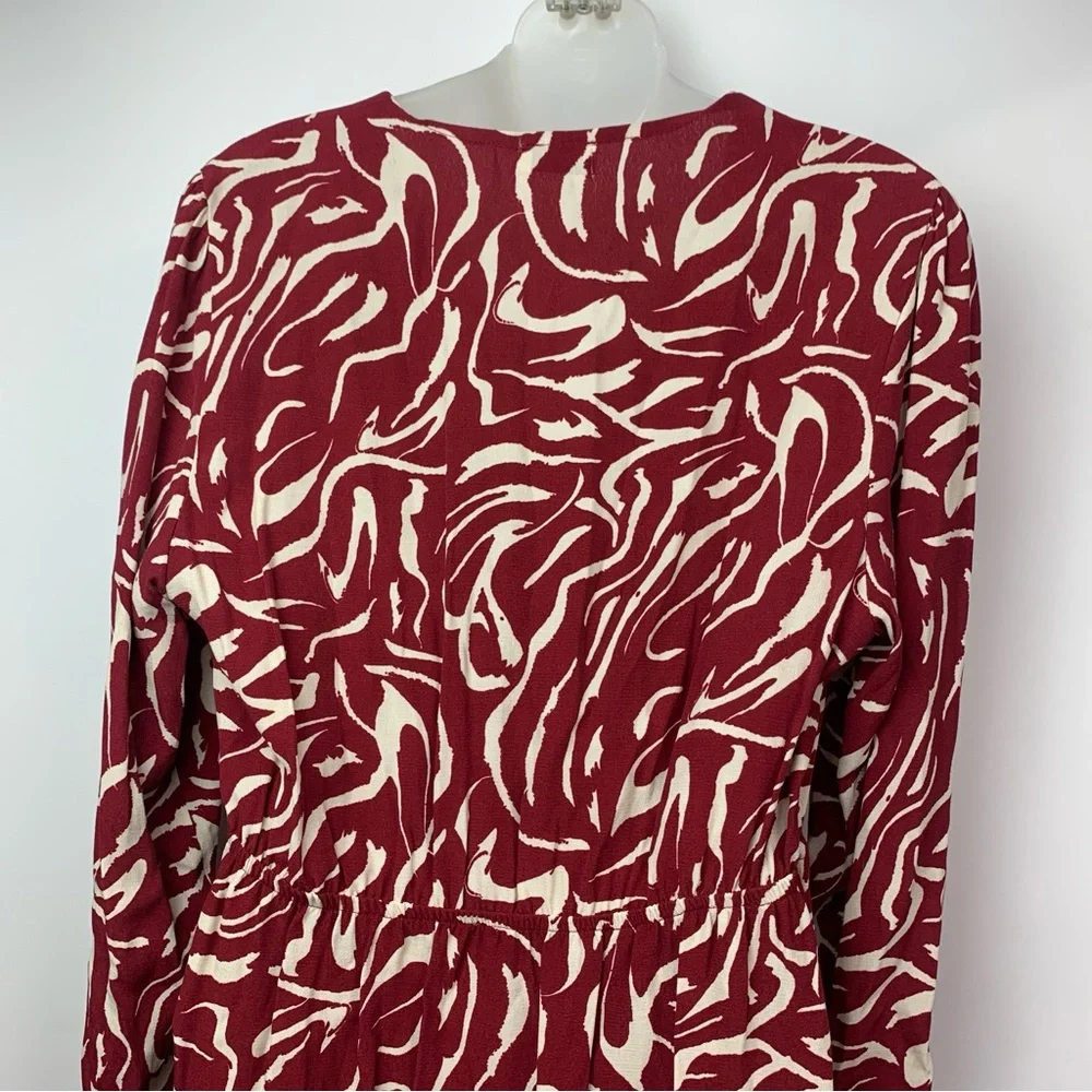 ANNA KAY Paris Marviny Red Cream Abstract Wrap Midi Dress Size L - Picture 4 of 10
